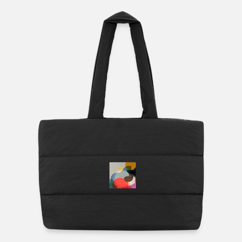 Abstract Color Shapes Composition - Puffer Shopping Bag - black