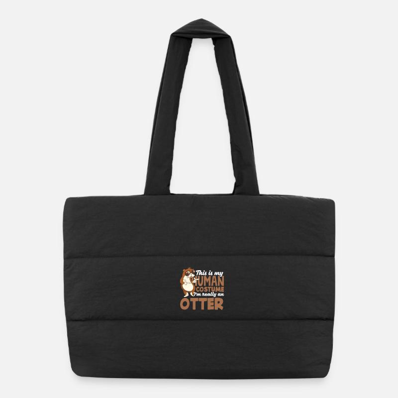 Sea Otter Cartoon Human Costume Puffer Shopping Bag