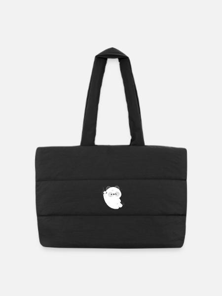 T-shirt Sleepy Panda Kawaii - Sac shopping matelassé - noir