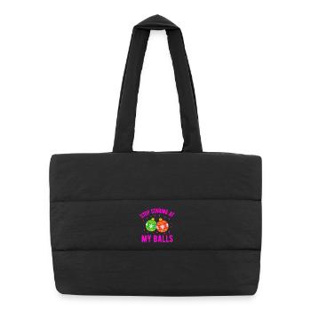 Stop Staring at my Balls - Puffer Shopping Bag - black - Front