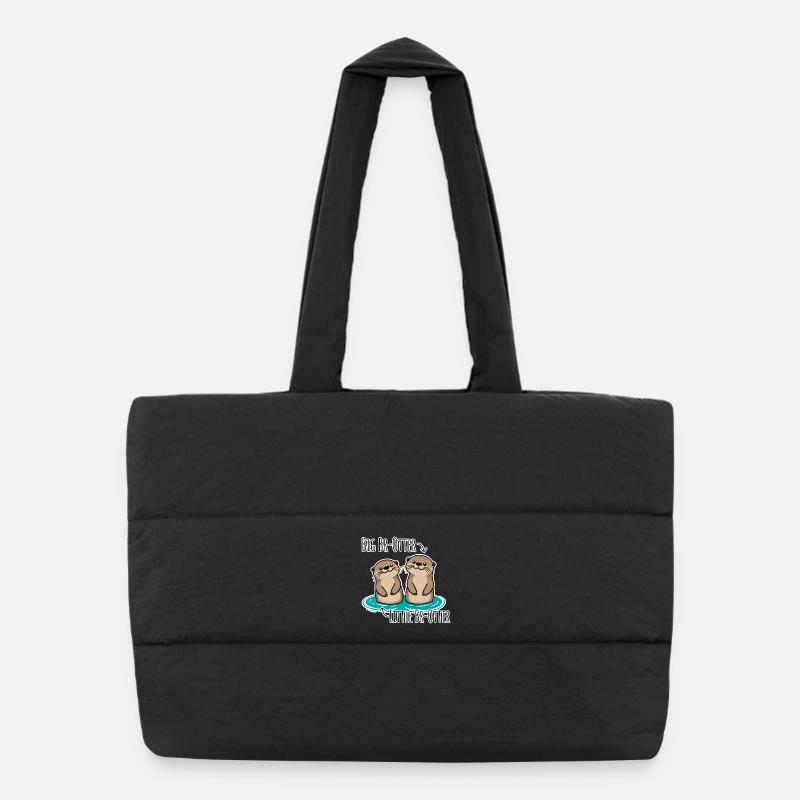 Mignons frères loutres pour grands et petits frères Sac shopping matelassé