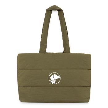 Dachshund Logo – Minimalist Dog Emblem - Puffer Shopping Bag - safari green - Front
