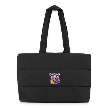 Llama Neon Pop Art - Puffer Shopping Bag - black - Front