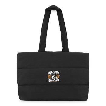Avec toi, c’est la vie quotidienne aventure sac à dos amoureuse - Sac shopping matelassé - noir - Devant