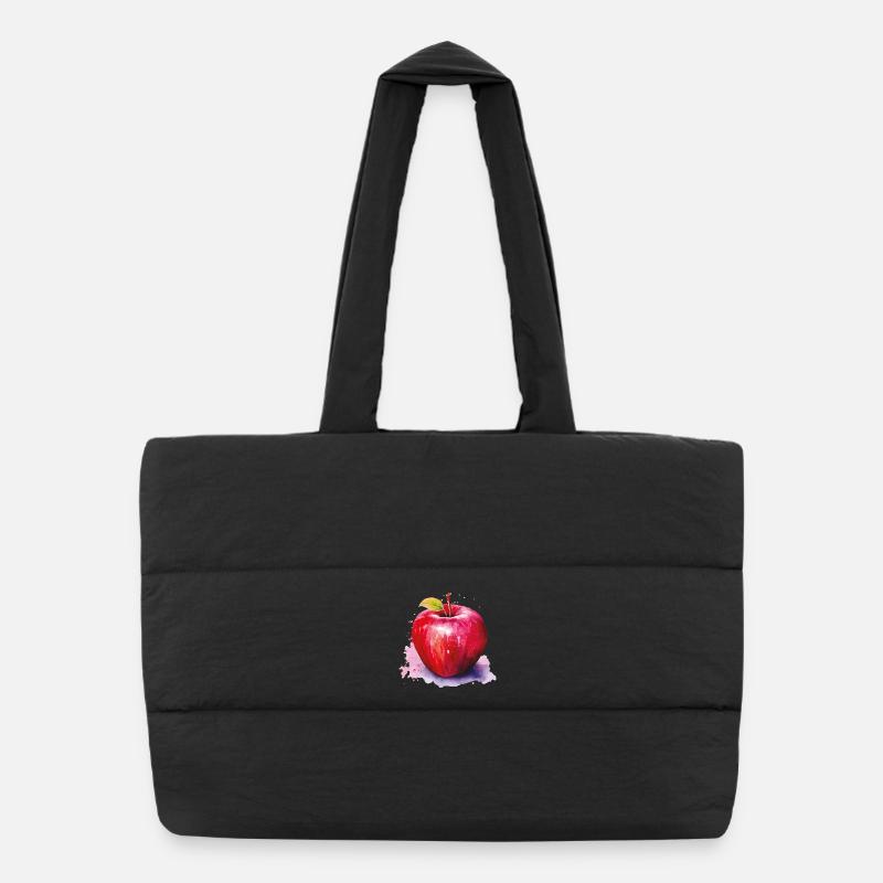 Apple Watercolor Splash Puffer Shopping Bag