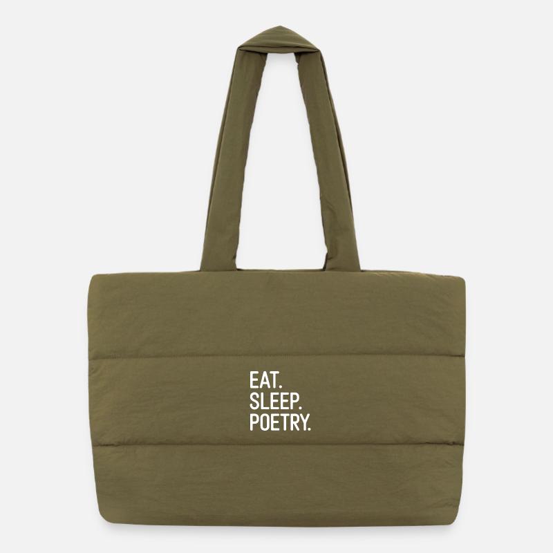 Eat Sleep Poésie Typographie Tee Sac shopping matelassé