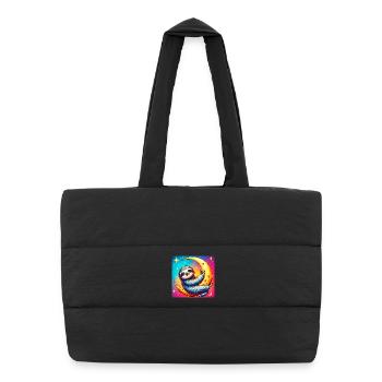Sloth sleeps on the Moon - Puffer Shopping Bag - black - Front
