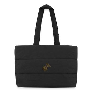 Esthétique rétro d’agrumes en tranche d’orange - Sac shopping matelassé - noir - Devant