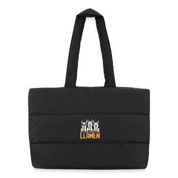 Lamas Essen Ramen Nudel Fan Kawaii - Puffer-Einkaufstasche - Schwarz - Vorne