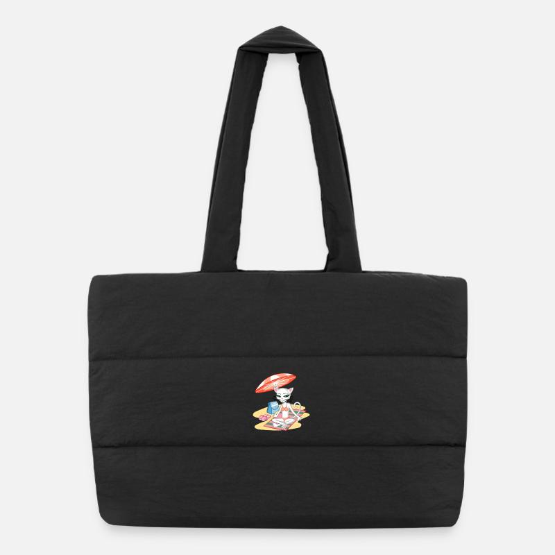 Chat sur la plage Sac shopping matelassé
