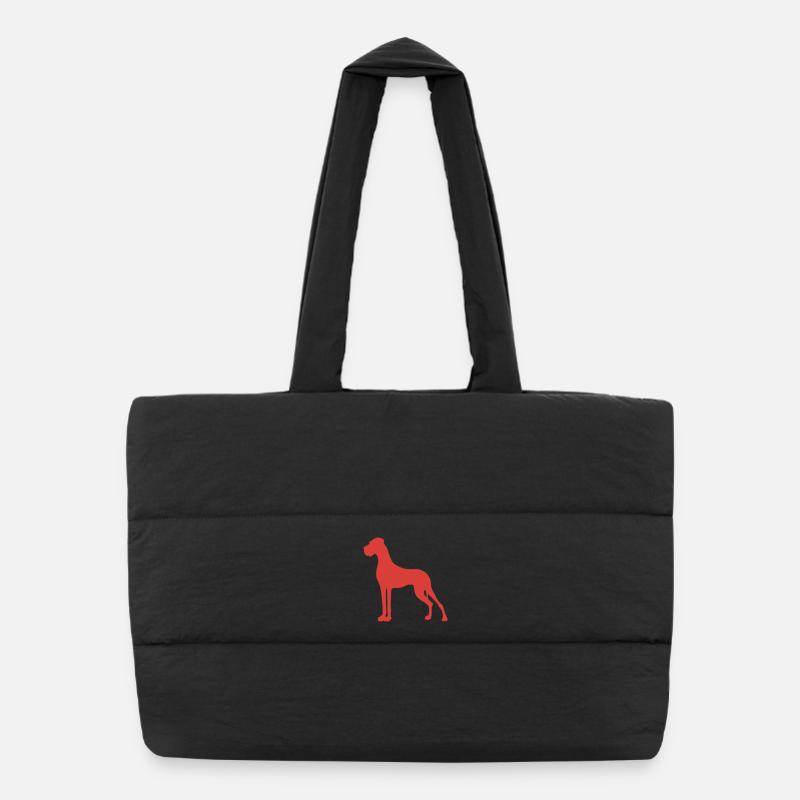 Deutsche Dogge - Puffer-Einkaufstasche - Schwarz