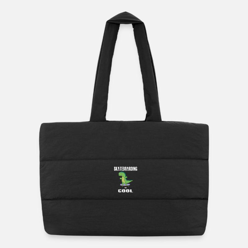 Le skate est cool, dinosaure, dino, t-rex Sac shopping matelassé