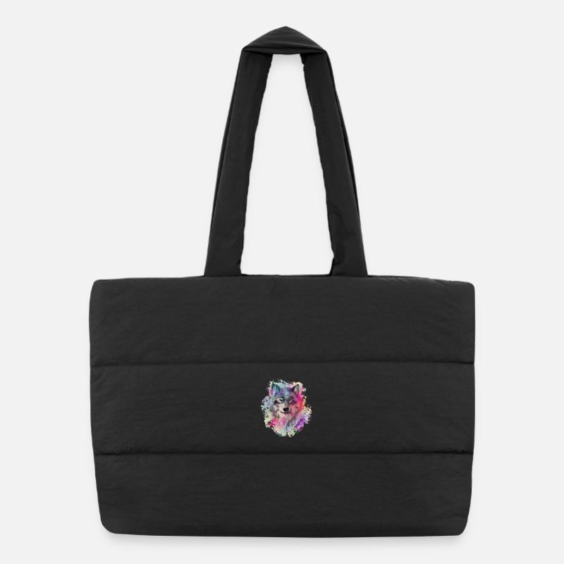 Wolf in the North Colour version - Puffer Shopping Bag - black