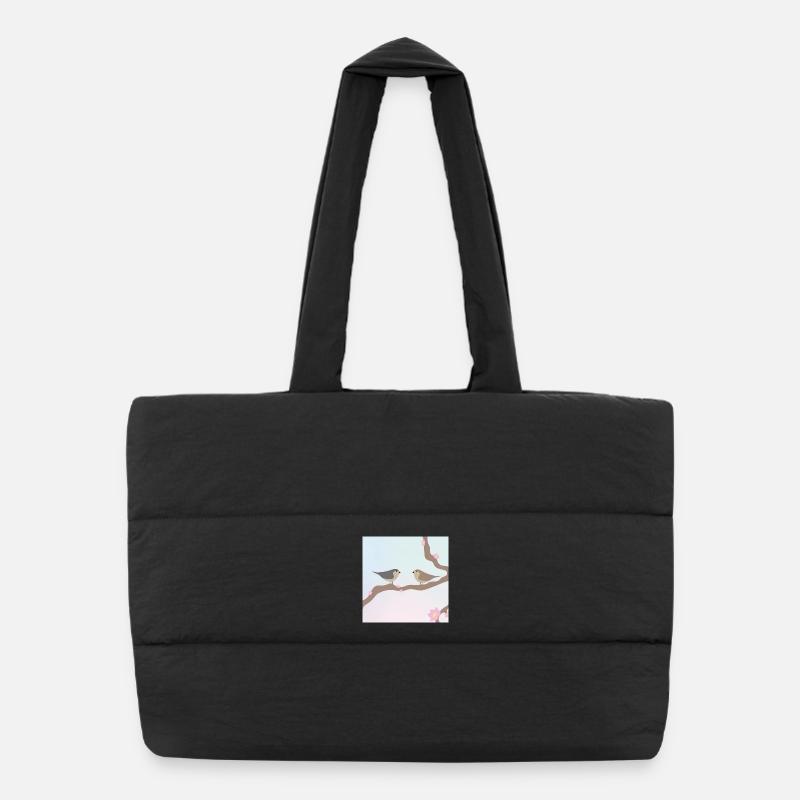 Spring birds - Puffer Shopping Bag - black