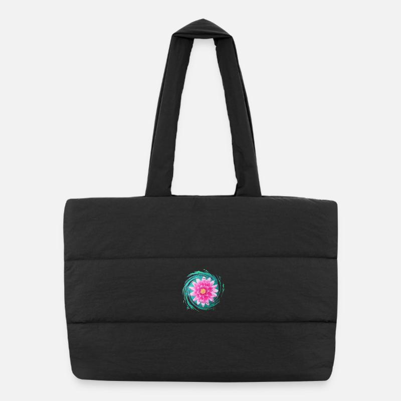 Leuchtender Lotus - Sonja Ariel von Staden - Puffer-Einkaufstasche - Schwarz