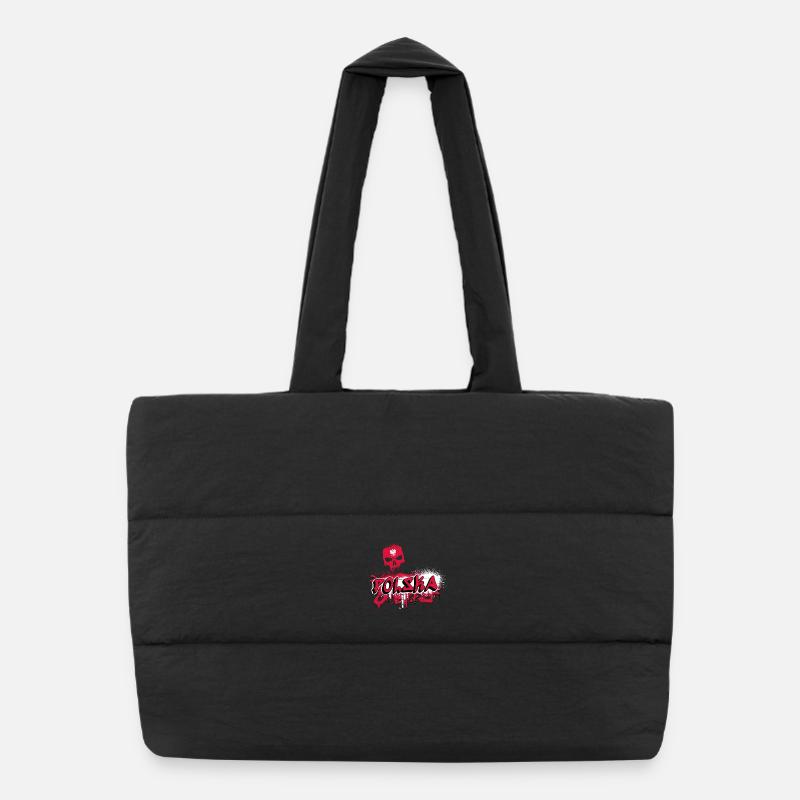 Poland graffiti skull design - Puffer Shopping Bag - black