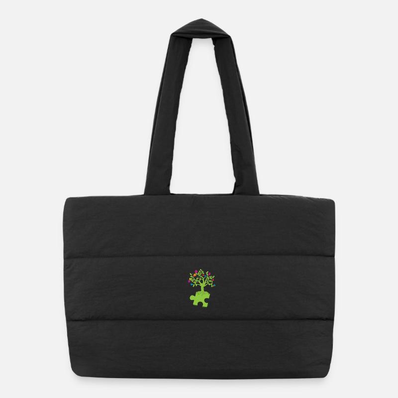 Autism Awareness Puzzle Tree Puffer Shopping Bag