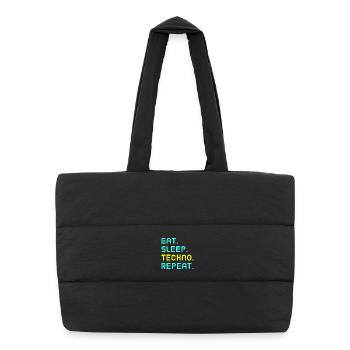 Eat. Sleep. techno. repeat. - Puffer Shopping Bag - black - Front