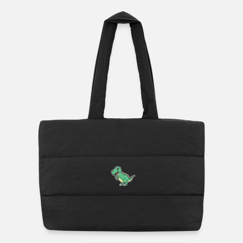 Dinosaur Cartoon Illustration Kawaii For Kids Puffer Shopping Bag
