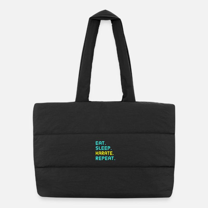 Eat. Sleep. Karate. Repeat. Puffer-Einkaufstasche