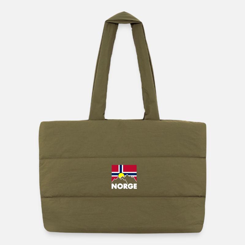 Drapeau de la Norvège avec des montagnes Sac shopping matelassé