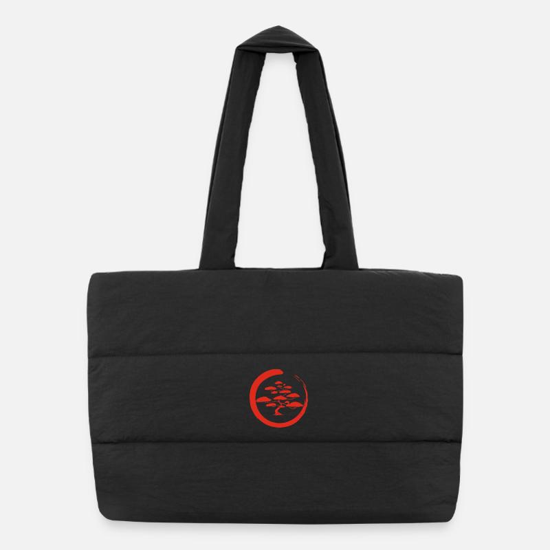 Arbre du Japon rouge - Sac shopping matelassé - noir