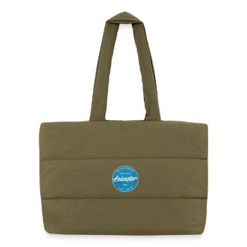 Leicester UK Vintage Circle Logo - Puffer Shopping Bag - safari green - Front