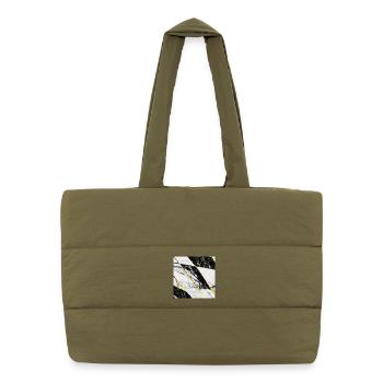 Marble Black White Gold Mosaic Geometric - Puffer Shopping Bag - safari green - Front