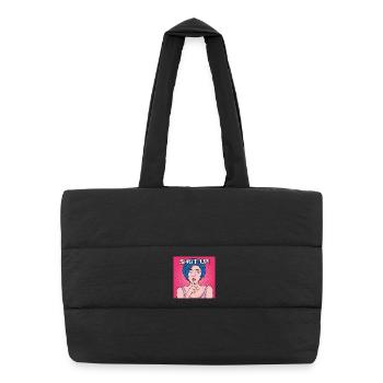 Shut Up Po Art Lady with Blue Hair - Puffer Shopping Bag - black - Front