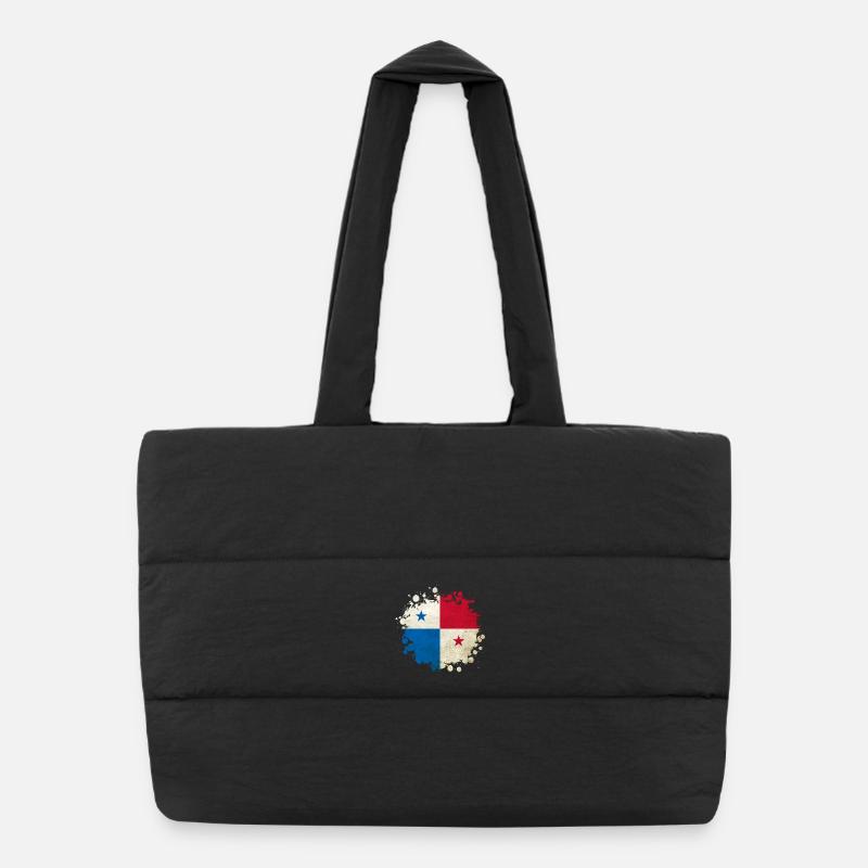 Drapeaux vintage du Panama - Sac shopping matelassé - noir