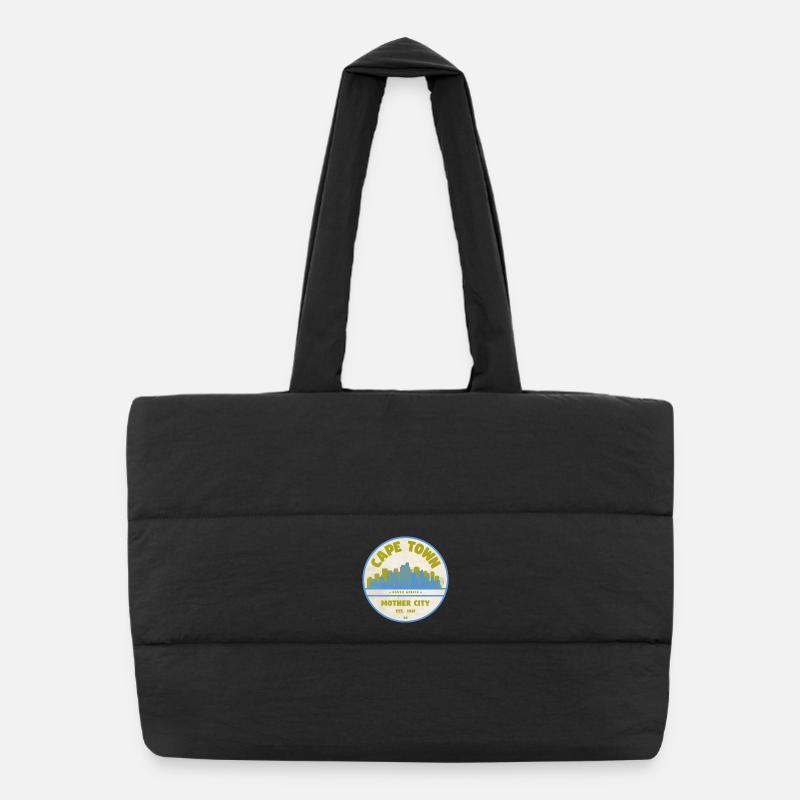 Cape Town Skyline Vintage Emblem Puffer Shopping Bag
