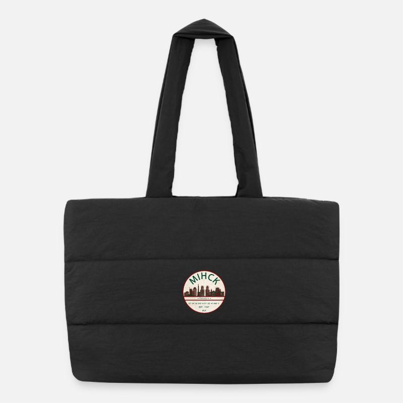 Minsk Skyline Vintage Badge Puffer Shopping Bag