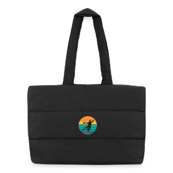 Handball, Handballfan, Handball spielen - Puffer-Einkaufstasche - Schwarz - Vorne