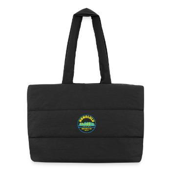 Honolulu Skyline Retro Abzeichen - Puffer-Einkaufstasche - Schwarz - Vorne