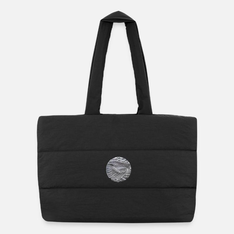 Abstract black and white waves - Puffer Shopping Bag - black