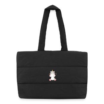 Cheerful unicorn - Puffer Shopping Bag - black - Front