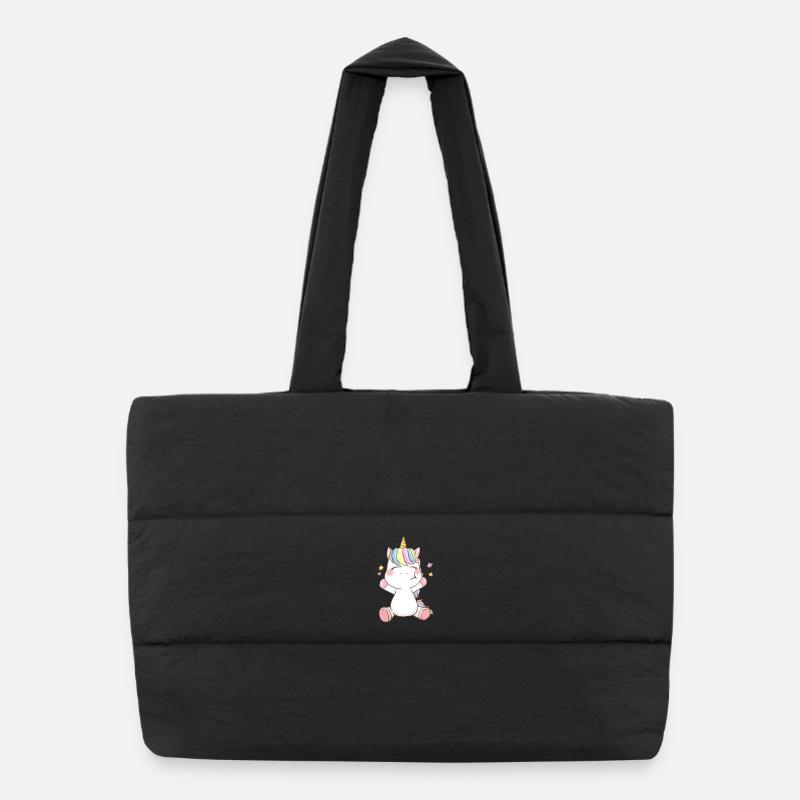 Licorne joyeuse - Sac shopping matelassé - noir