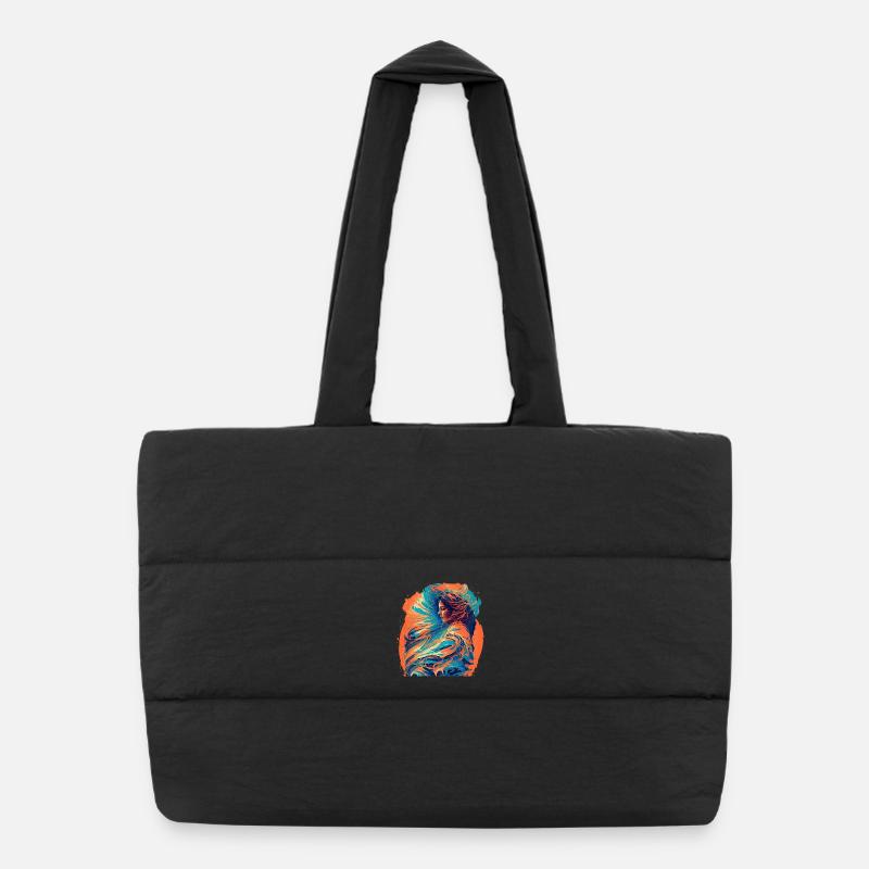 Femme avec des vagues de feu et d’eau Sac shopping matelassé