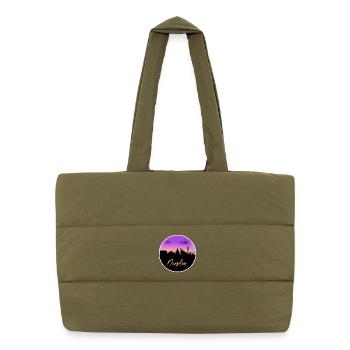 Ligne d’horizon fine de Dresde - Sac shopping matelassé - safari green - Devant