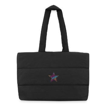 LGBTQIA+ Star Word Cloud Lgbt Gay Pride T-Shirt - Puffer Shopping Bag - black - Front
