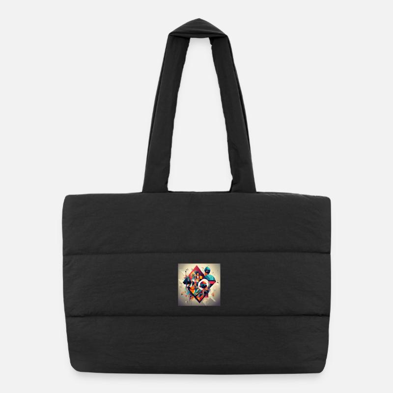 Geometrie Art - Puffer-Einkaufstasche - Schwarz