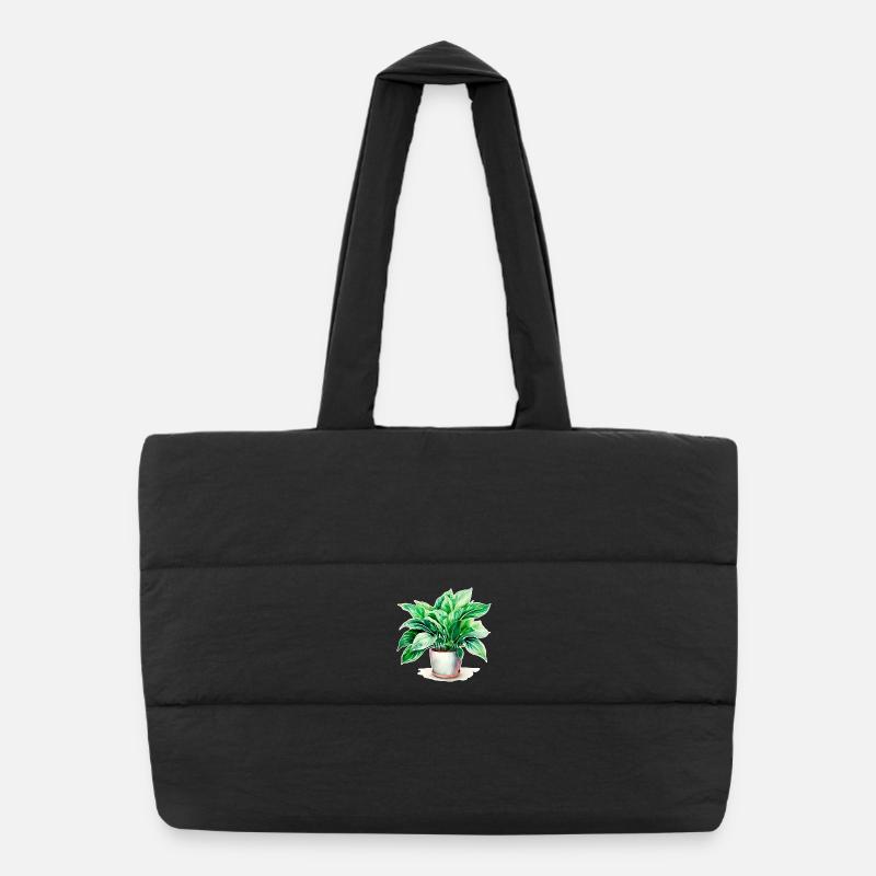 Houseplant watercolors Puffer Shopping Bag