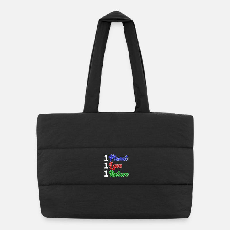 Mother Earth Planet Nature Statement Conservation - Puffer Shopping Bag - black