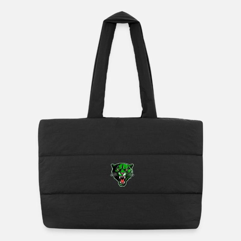 Tête de panthère verte Sac shopping matelassé