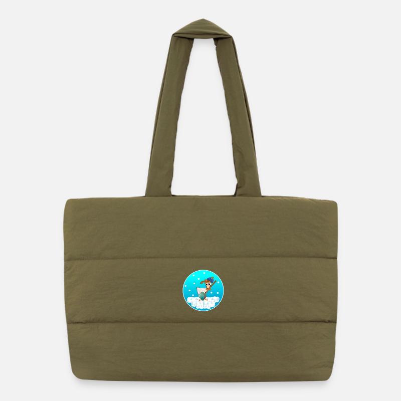 WINTER CHICKEN COOP CHICKENS SNOWFALL Puffer Shopping Bag