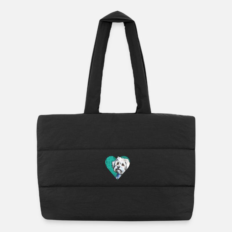 Portrait de bichon maltais - Sac shopping matelassé - noir