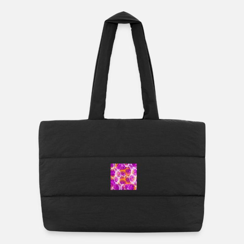 Boucles de couleur abstraites en violet et orange Sac shopping matelassé
