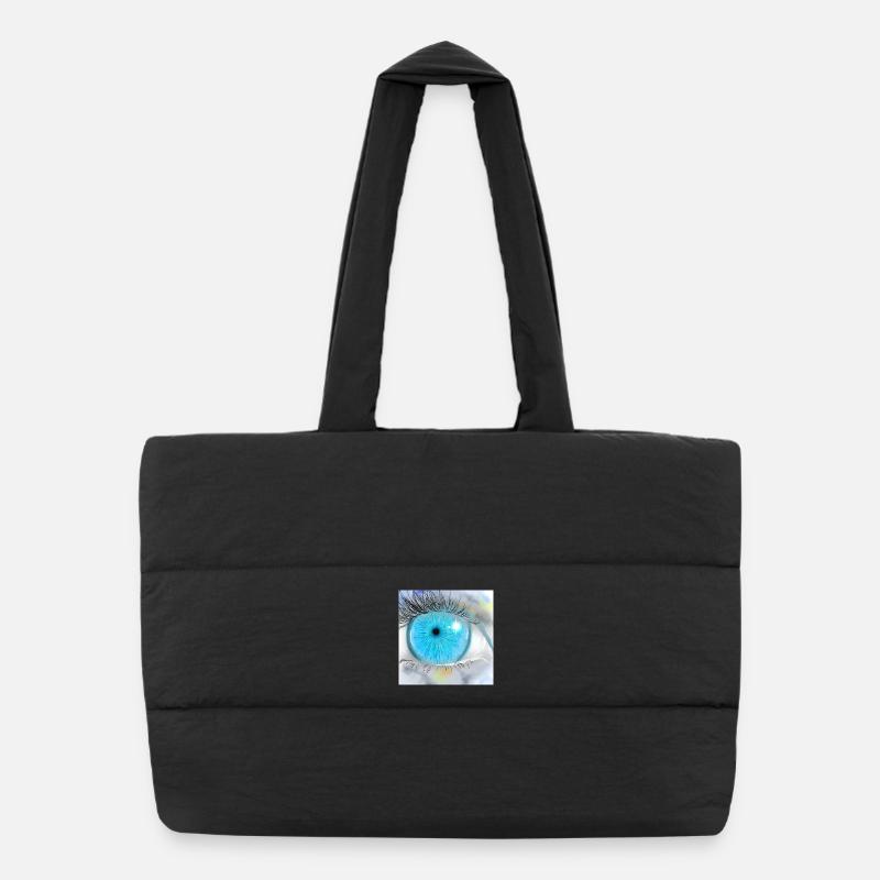 Faszinierende blaue Augenillustration Puffer-Einkaufstasche