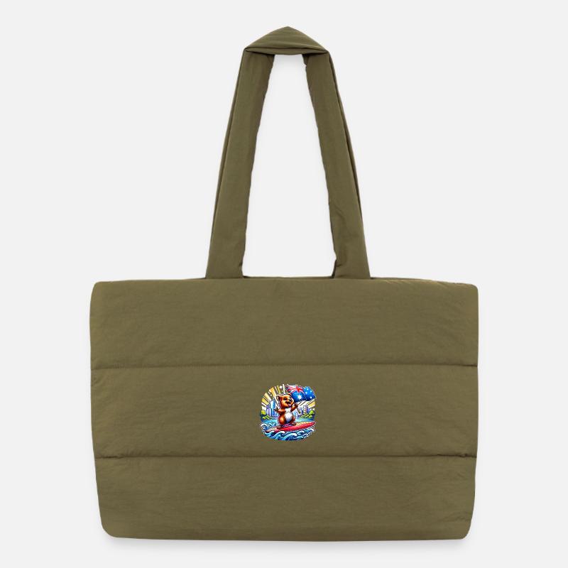 Quokka Australian Surfing Design Puffer Shopping Bag