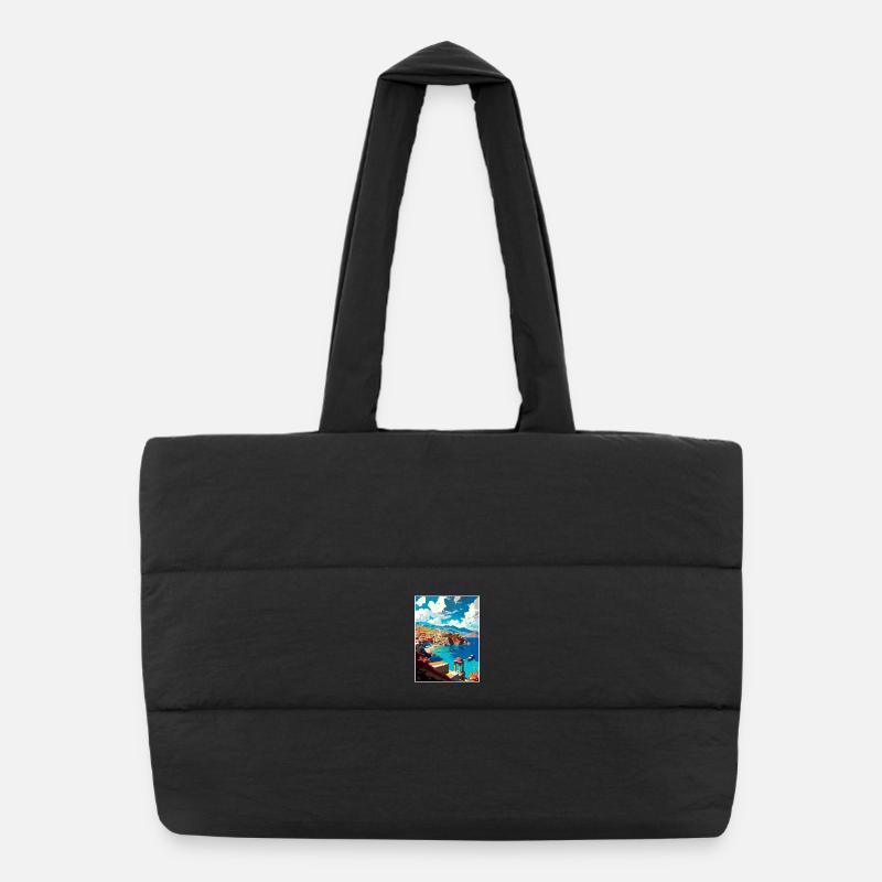 village côtier Crète Grèce Illustration Scène Sac shopping matelassé
